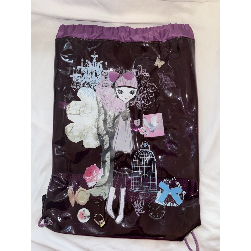 Paperchase Vinyl Knapsack Backpack Purple